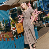 SALINA smocked waist linen dress