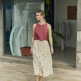R: BAY cropped linen top (Color: Cobalt Blue; Size: S/M)