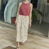 R: BAY cropped linen top (Color: Cobalt Blue; Size: S/M)