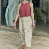 R: BAY cropped linen top (Color: Cobalt Blue; Size: S/M)