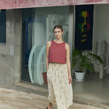 R: BAY cropped linen top (Color: Cobalt Blue; Size: S/M)