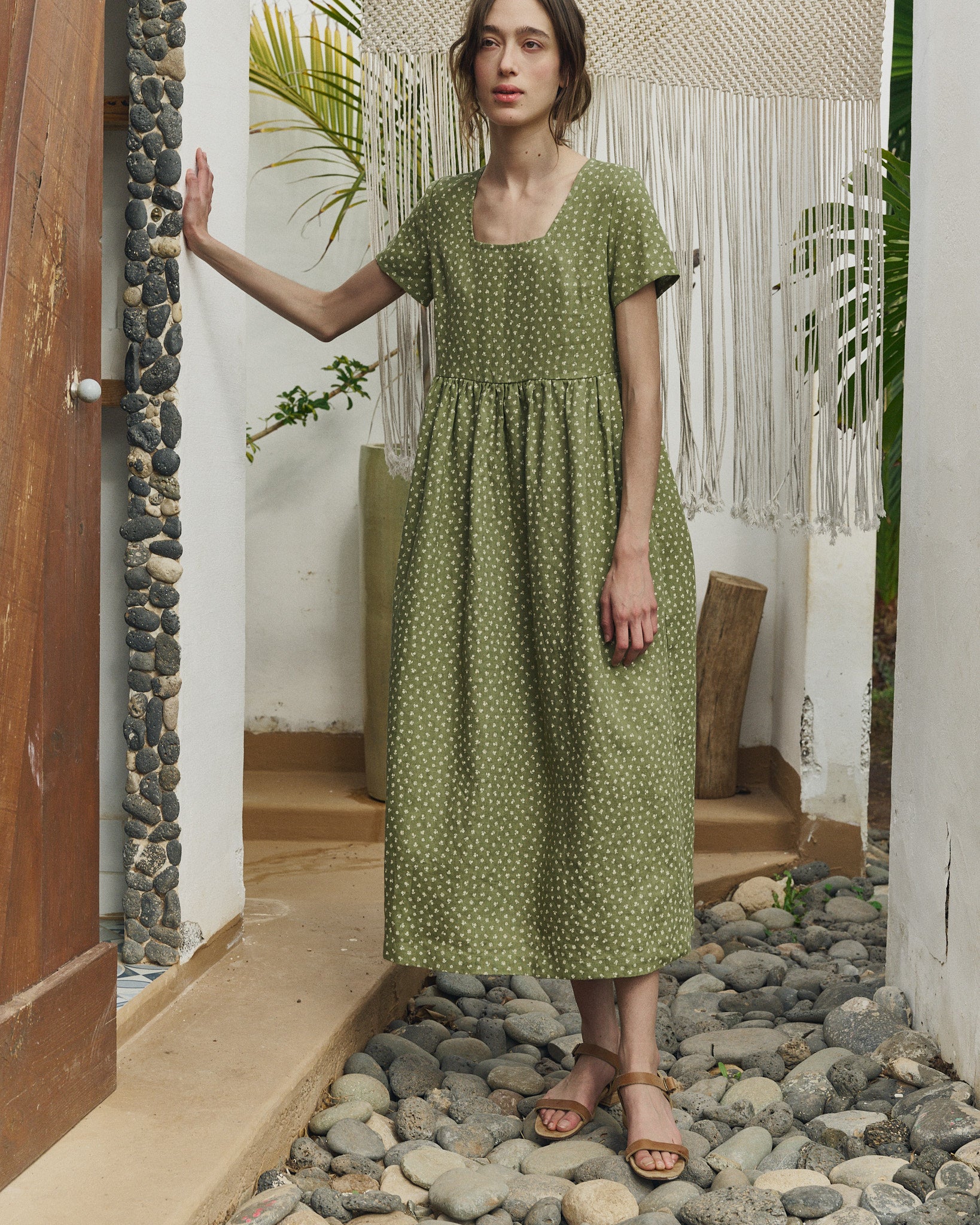 non polyester dresses Sleeveless maxi MAMA linen dress