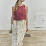 SION gathered linen skirt