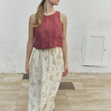 R: BAY cropped linen top (Color: Cobalt Blue; Size: S/M)