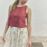 R: BAY cropped linen top (Color: Cobalt Blue; Size: S/M)