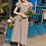 SALINA smocked waist linen dress