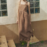 R: IRIS square neckline linen dress (Color: Cream; Size: M - Long MAXI (47.2 in | 120 cm))