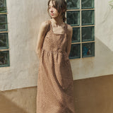 R: IRIS square neckline linen dress (Color: Cream; Size: M - Long MAXI (47.2 in | 120 cm))