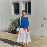 OLD LONDON round neck oversized linen top