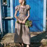 SALINA smocked waist linen dress