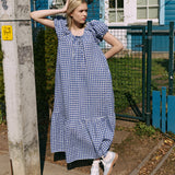 ICARIA tiered long linen dress