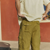 R: Men’s cargo linen shorts MACKAY (Color: Olive; Size: S)