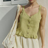 SION gathered linen skirt