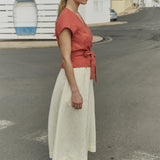 SION gathered linen skirt