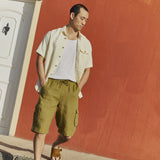 R: Men’s cargo linen shorts MACKAY (Color: Olive; Size: S)