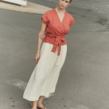 SION gathered linen skirt