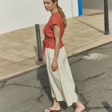 MADRID cropped linen wrap top