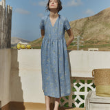 R: Maxi NERJA wrap-front linen dress (Color: Honey; Size: S/M)