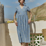 R: Maxi NERJA wrap-front linen dress (Color: Honey; Size: S/M)