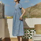 R: Maxi NERJA wrap-front linen dress (Color: Honey; Size: S/M)