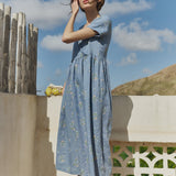 R: Maxi NERJA wrap-front linen dress (Color: Honey; Size: S/M)
