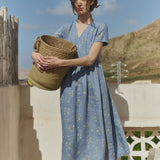R: Maxi NERJA wrap-front linen dress (Color: Honey; Size: S/M)