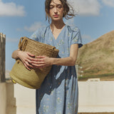 R: Maxi NERJA wrap-front linen dress (Color: Honey; Size: S/M)