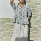 MELINA bow tie linen blouse