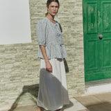 MELINA bow tie linen blouse