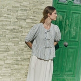 MELINA bow tie linen blouse