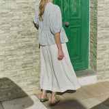 MELINA bow tie linen blouse