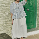 MELINA bow tie linen blouse