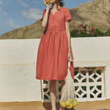 R: Midi NERJA wrap-front linen dress (Color: Deepest Black; Size: XXL)