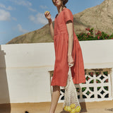 R: Midi NERJA wrap-front linen dress (Color: Deepest Black; Size: XXL)
