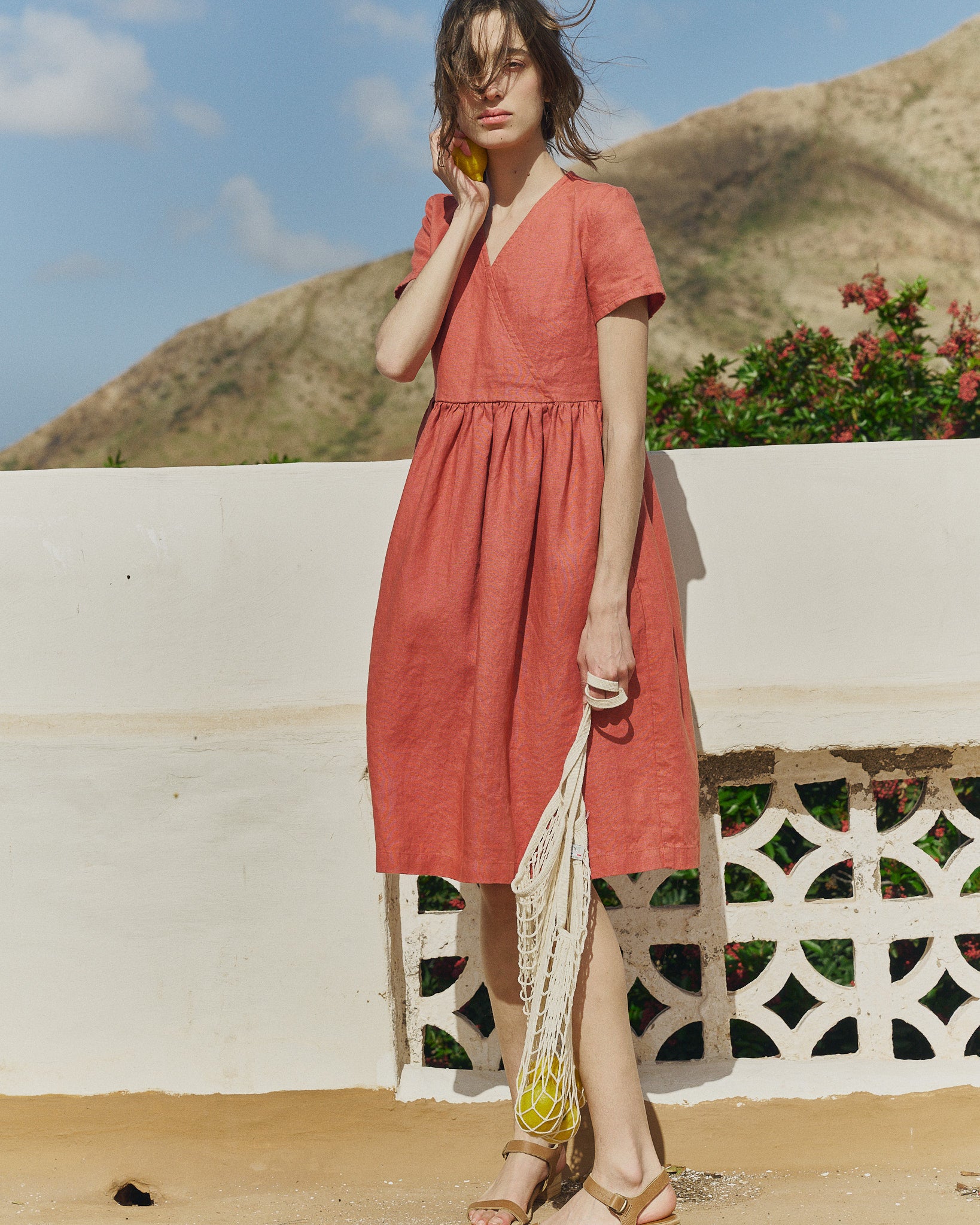 not perfect linen wrap dress Big @notperfectlinen fan over here. Lets talk about these styles! (For reference, I ordered a Medium in all styles and Im 54) Dress 1: Althea Wrap Maxi Linen Dress in Lime. Classic wrap dress style