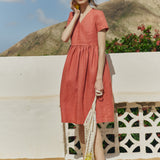 R: Midi NERJA wrap-front linen dress (Color: Deepest Black; Size: XXL)