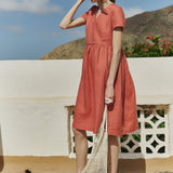 R: Midi NERJA wrap-front linen dress (Color: Deepest Black; Size: XXL)