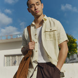Men’s short sleeve linen shirt QUEBEC