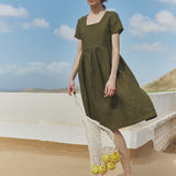 Midi ODESA gathered linen dress