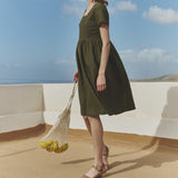 Midi ODESA gathered linen dress