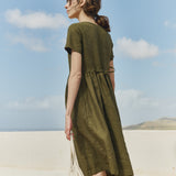 Midi ODESA gathered linen dress