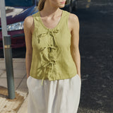 MIJAS bow tie linen blouse