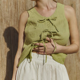 SION gathered linen skirt