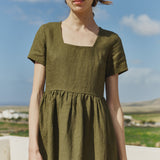 Midi ODESA gathered linen dress