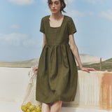 Midi ODESA gathered linen dress