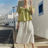 R: MILOS puff sleeve linen blouse (Color: Cream; Size: M/L)