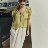 MILOS puff sleeve linen blouse