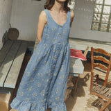 MAYA button down linen dress