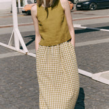 SION gathered linen skirt
