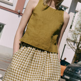 SION gathered linen skirt